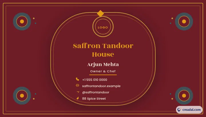 Indisches Tandoor-Set: Visitenkarte