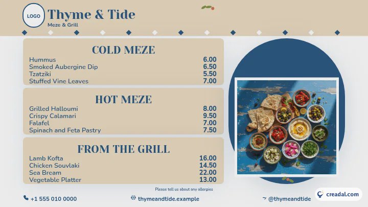 Mediterranes Meze-Set: TV-Menüboard