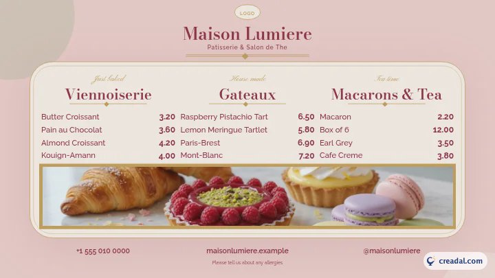 Ensemble pâtisserie : Menu TV