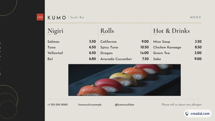 Sushi Bar Set: TV Menu Board