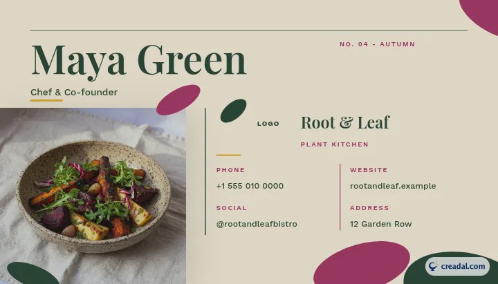 Veganes Bistro-Set: Visitenkarte