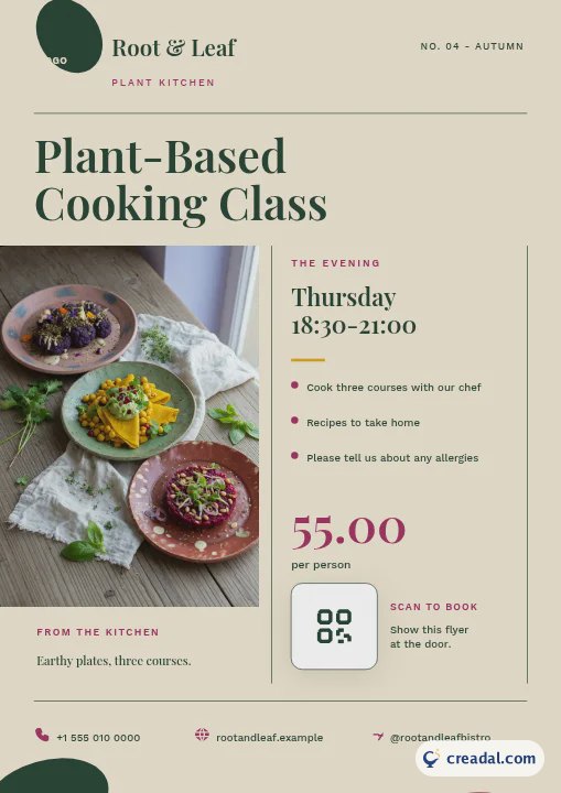 Veganes Bistro-Set: Werbeflyer