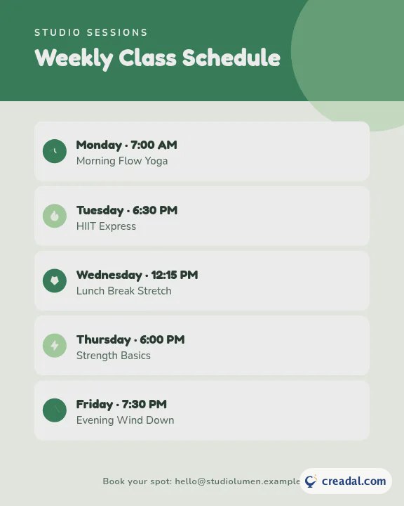 Weekly Class Schedule