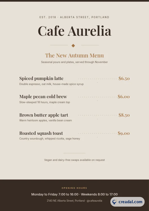 Autumn Cafe Menu Flyer