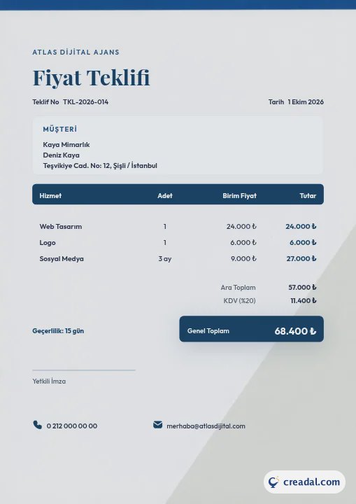 Fiyat Teklifi Formu