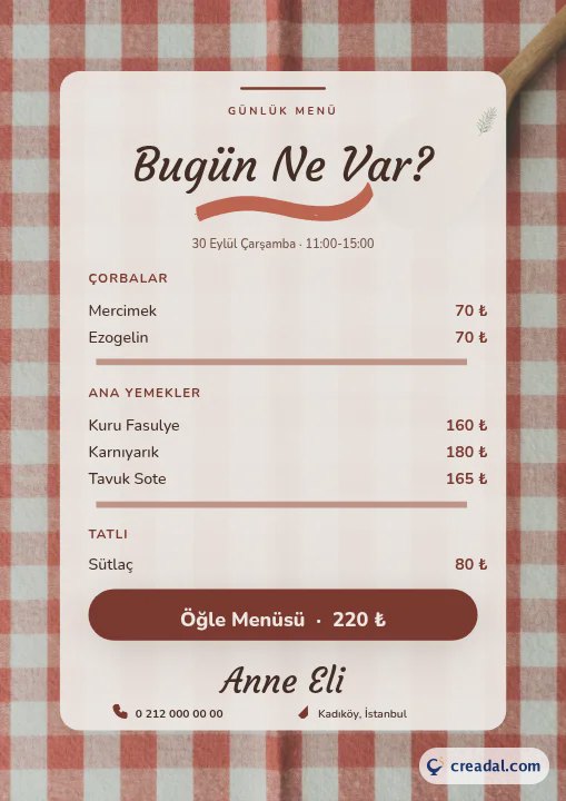 Menu du jour : aujourd'hui
